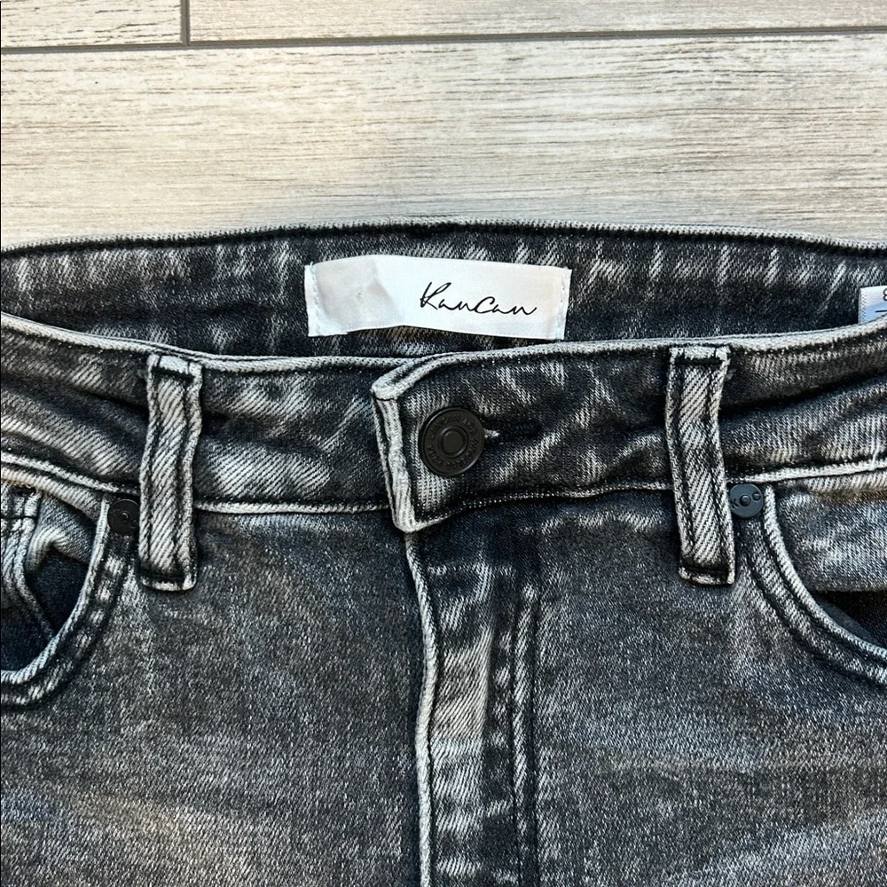 KanCan Nylah super skinny high ride jeans in black acid wash size 28